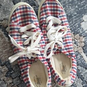Bass Red and Blue Plaid Kids Sneakers